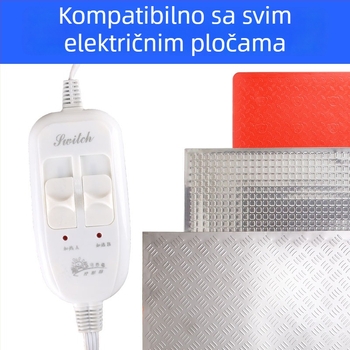 Električna grijaća ploča sa prekidačem za prasence – bezprekidni termostat, kontrola temperature do 60°C