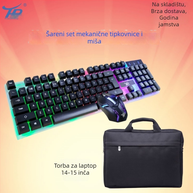 Žični set tipkovnice i miša, USB, 1600 DPI, ergonomski i vodootporan, 1,4 m kabel