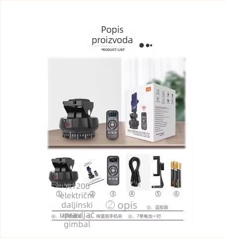 YT1200 Dvostrano-osna električna panoramska glava za timelapse i panoramsko snimanje, 360° horizontalno okretanje, 70° vertikalno naginjanje, 9 razina horizontalne brzine, 9 razina vertikalne brzine, težina 518 g