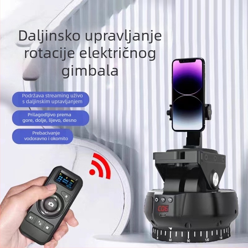 YT1200 Dvostrano-osna električna panoramska glava za timelapse i panoramsko snimanje, 360° horizontalno okretanje, 70° vertikalno naginjanje, 9 razina horizontalne brzine, 9 razina vertikalne brzine, težina 518 g