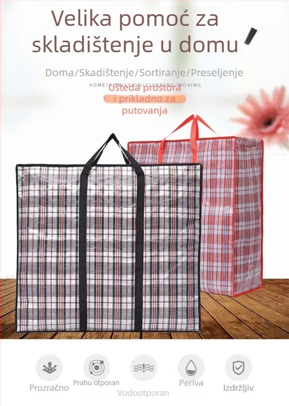 Ručna tkanа PE folije torba za odjeću i jorgane, samouzavaratljiva, bez ispisa