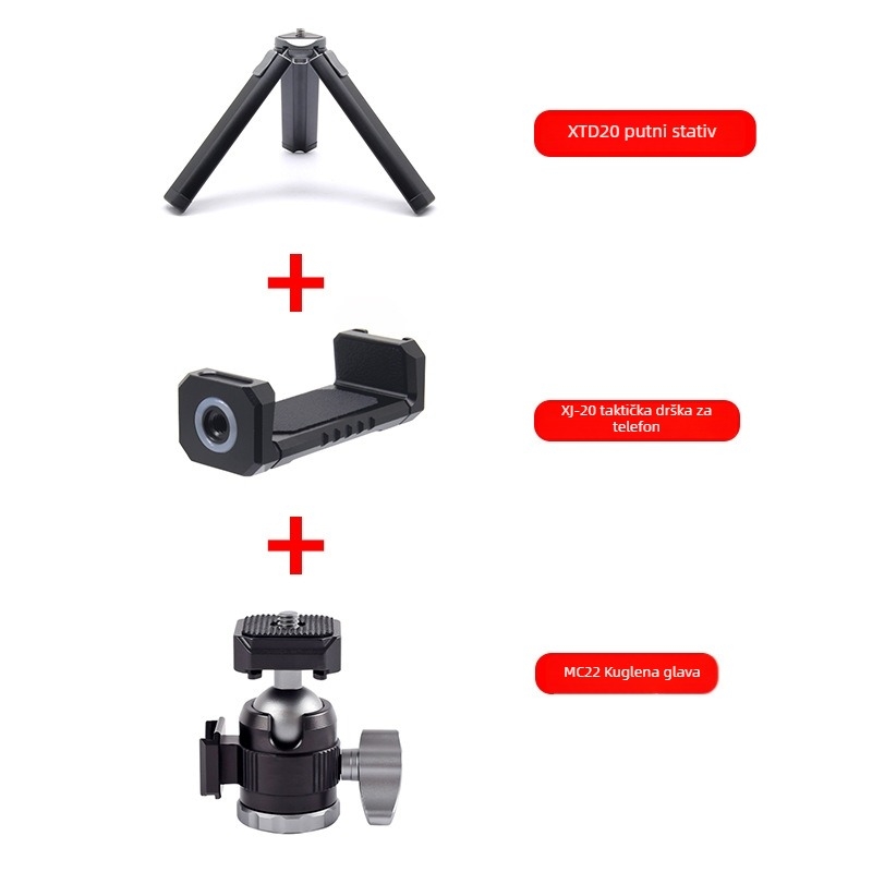 DSLR sferni mini gimbal — 360° pan/tilt, 1/4-inch navoj, aluminijska legura, 85 g