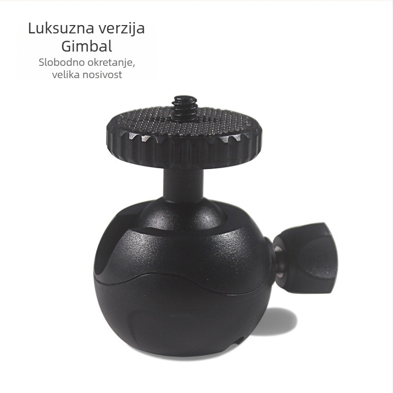 Univerzalna dijamantna kuglasta glava za kameru — 360° horizontalno okretanje, 140° vertikalno okretanje; pričvršćivanje vijakom; metal/ABS; kompatibilno s 1/4-inč vijkom