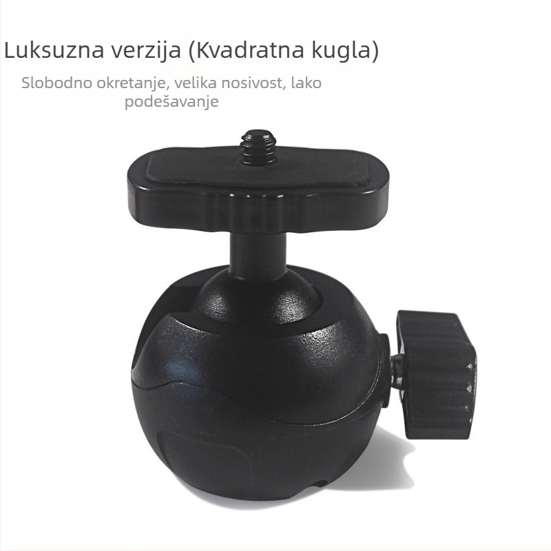 Univerzalna dijamantna kuglasta glava za kameru — 360° horizontalno okretanje, 140° vertikalno okretanje; pričvršćivanje vijakom; metal/ABS; kompatibilno s 1/4-inč vijkom
