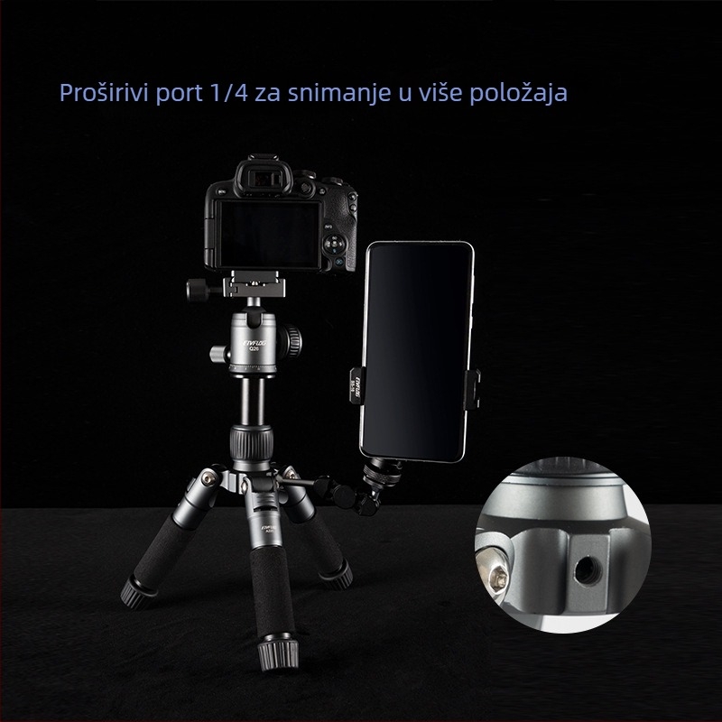 Aluminijski tripod s kugličnom glavom, 5 sekcija, nosivost 2–5 kg, ploča za brzo oslobađanje
