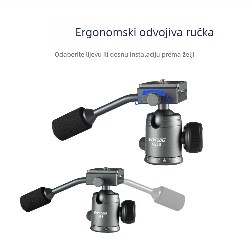 Aluminijski tripod s kugličnom glavom, 5 sekcija, nosivost 2–5 kg, ploča za brzo oslobađanje