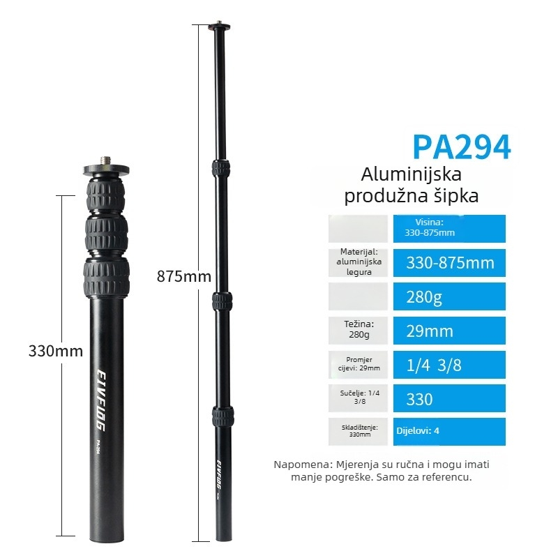 Aluminijski tripod s kugličnom glavom, 5 sekcija, nosivost 2–5 kg, ploča za brzo oslobađanje