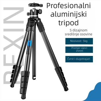 Aluminijski trokutasti stativ s kuglastom glavom, 5 sekcija, nosivost 5 kg, pločica za brzo oslobađanje, kompatibilan s bez ogledala/DSLR kamerama