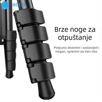 Aluminijski trokutasti stativ s kuglastom glavom, 5 sekcija, nosivost 5 kg, pločica za brzo oslobađanje, kompatibilan s bez ogledala/DSLR kamerama
