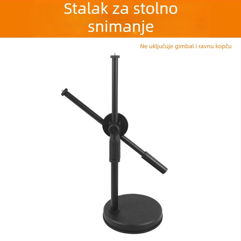 Stalak za nadglavnu rasvjetu s lampom u obliku gljive, stolna ploča s disk bazom (360° okret, ABS/metala konstrukcija, za fotografiranje)