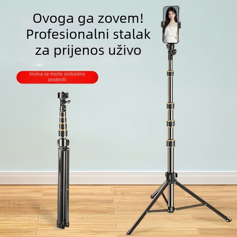 Junrun stativ za mobitel i tablet, aluminijska legura, 5 sekcija, 3D gimbal PTZ, nosivost 2-5 kg