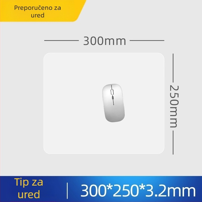 Staklena podloga za miš s protukliznom površinom, jednostrana, otisnut logotip, prilagodljiva, model SBD-6988