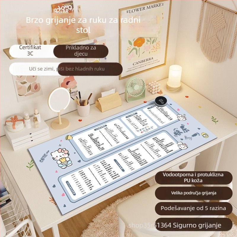 Nastolna grijaća podloga s aluminijskim slojem, 220V, 80W, inteligentna kontrola temperature, Kairu Shark