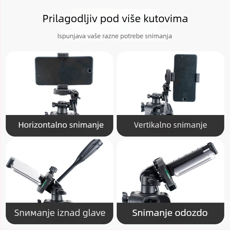 Beno stativ za kameru za prijenos uživo, podna podrška, visina 1,4 m, nosivost 3-5 kg, 3-sekcijske željezne cijevi, težina 858 g