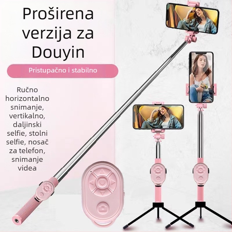 Selfie štapić s 360° rotacijom i tripodom, nehrđajući čelik, kompatibilan s Androidom, bez Bluetootha