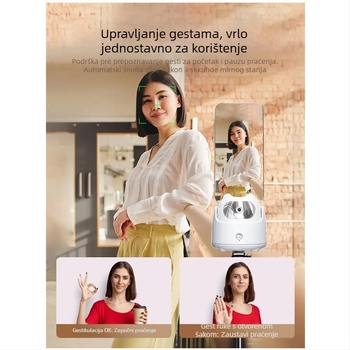 AI-stabilizator za pametni telefon s prepoznavanjem lica, 360° selfie, 270° rotacija, univerzalna kompatibilnost