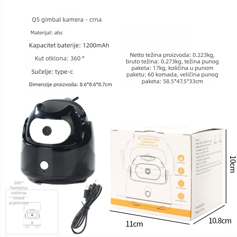 AI-stabilizator za pametni telefon s prepoznavanjem lica, 360° selfie, 270° rotacija, univerzalna kompatibilnost