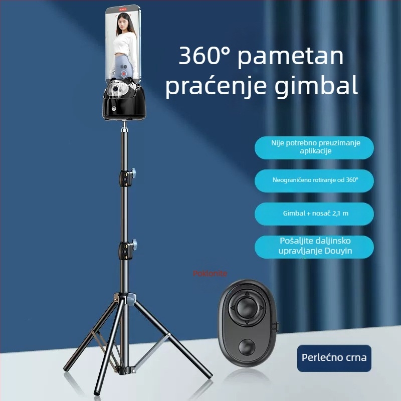 AI-stabilizator za pametni telefon s prepoznavanjem lica, 360° selfie, 270° rotacija, univerzalna kompatibilnost