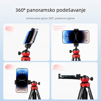 Stativ za mobitel, univerzalni dizajn, teleskopski i sklopivi, plastična konstrukcija, podrška prilagođavanja