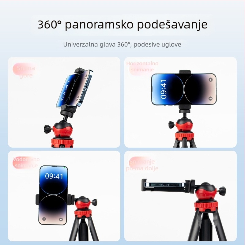 Stativ za mobitel, univerzalni dizajn, teleskopski i sklopivi, plastična konstrukcija, podrška prilagođavanja