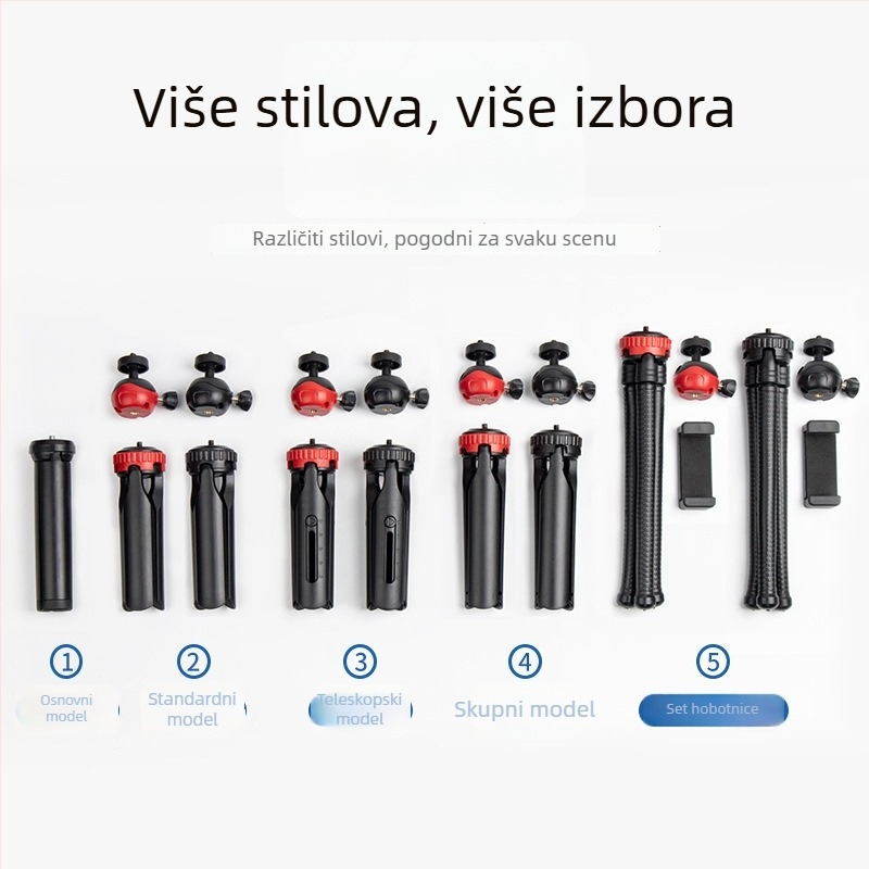 Stativ za mobitel, univerzalni dizajn, teleskopski i sklopivi, plastična konstrukcija, podrška prilagođavanja