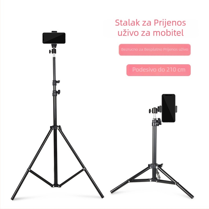 Stativ za telefon za live streaming s Bluetooth daljinskim upravljačem, aluminijska legura, 4-sekcijske noge, nosivost 5 kg