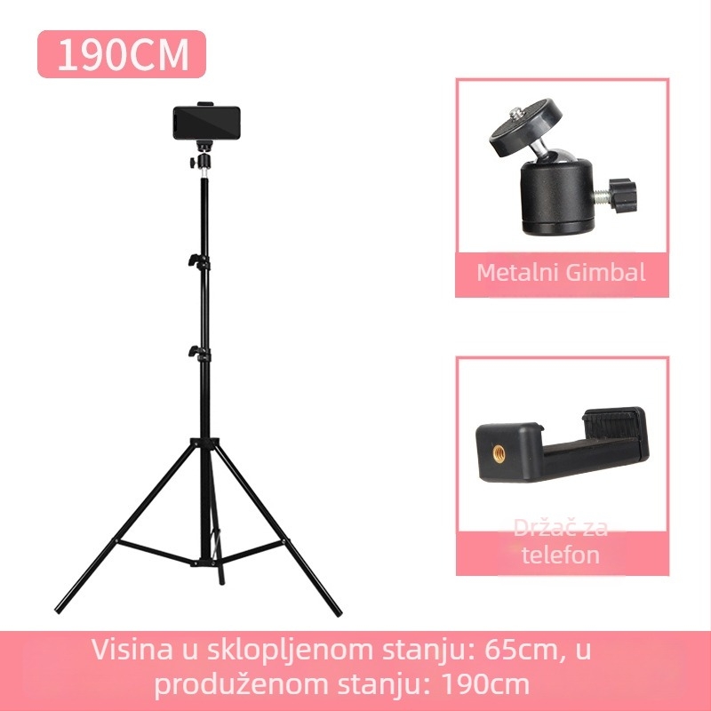 Stativ za telefon za live streaming s Bluetooth daljinskim upravljačem, aluminijska legura, 4-sekcijske noge, nosivost 5 kg