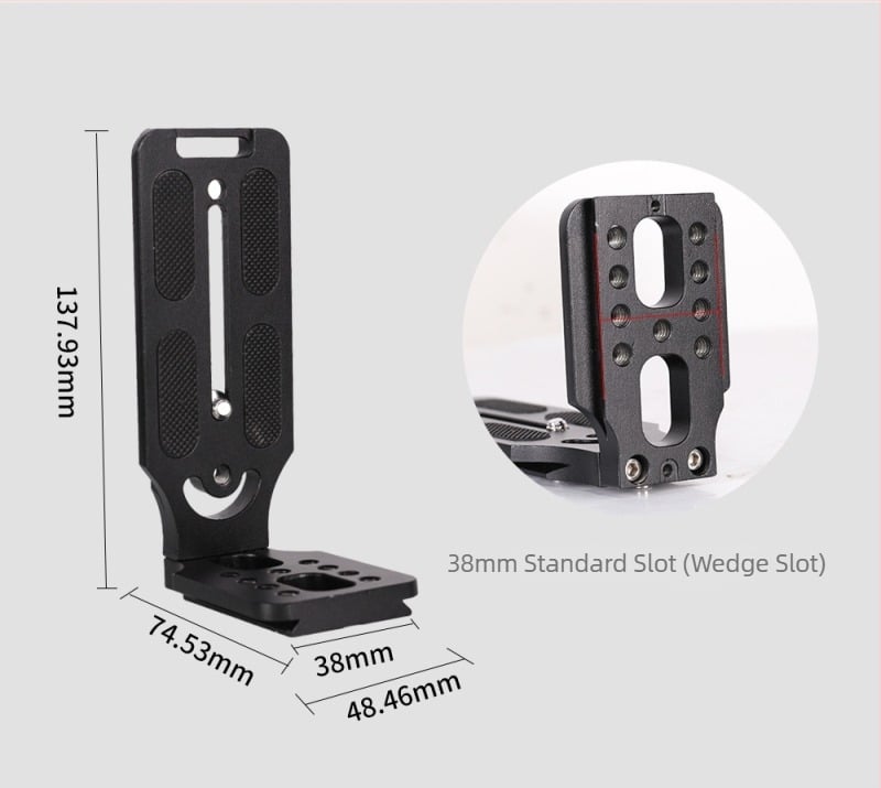 L-oblika ploča za brzi otpuštanje za SLR kameru, aluminijska legura, maksimalno opterećenje 2–5 kg, model B016, težina 0,1 kg