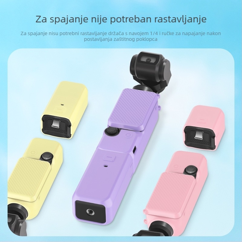 Set zaštitne futrole od silikona za DJI Pocket 3 – uključuje kućište, zaštitu objektiva, zaštitu zaslona, vijčanu ručicu i držač baterije