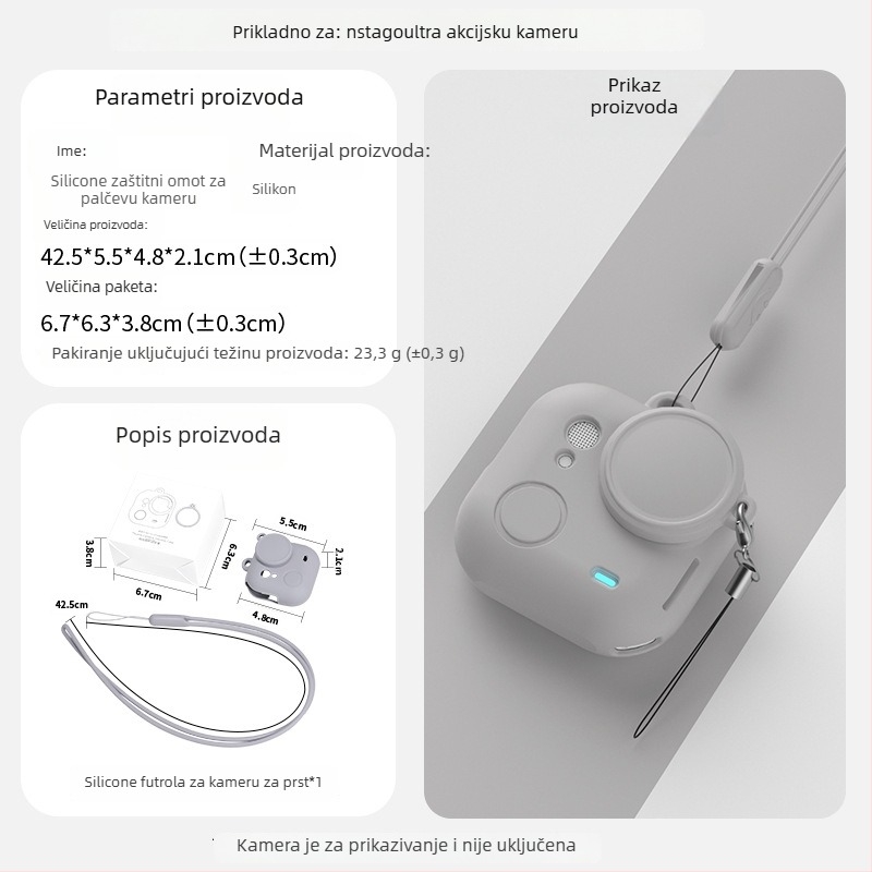Insta360 Go Ultra silikonska futrola – zaštitni poklopac leće i pribor s naramenicom (uključuje silikonsku futrolu i TPE torbu)