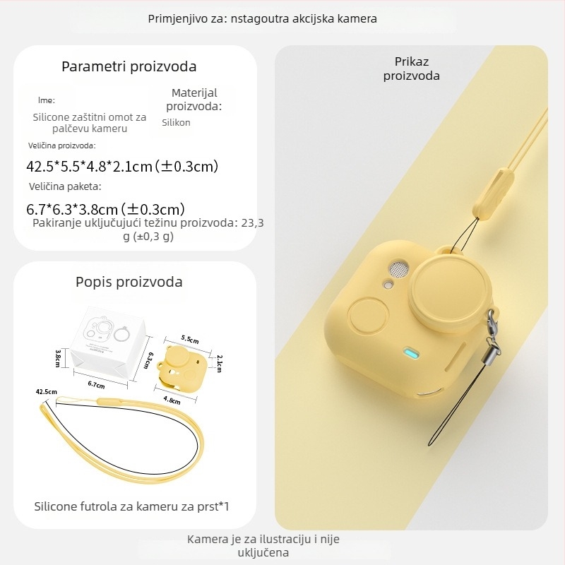 Insta360 Go Ultra silikonska futrola – zaštitni poklopac leće i pribor s naramenicom (uključuje silikonsku futrolu i TPE torbu)