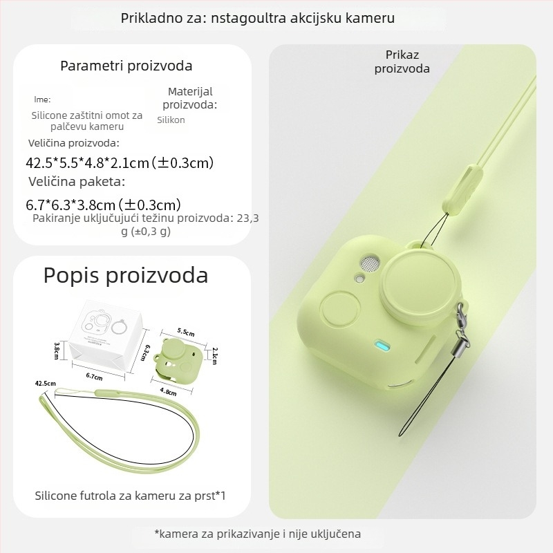 Insta360 Go Ultra silikonska futrola – zaštitni poklopac leće i pribor s naramenicom (uključuje silikonsku futrolu i TPE torbu)