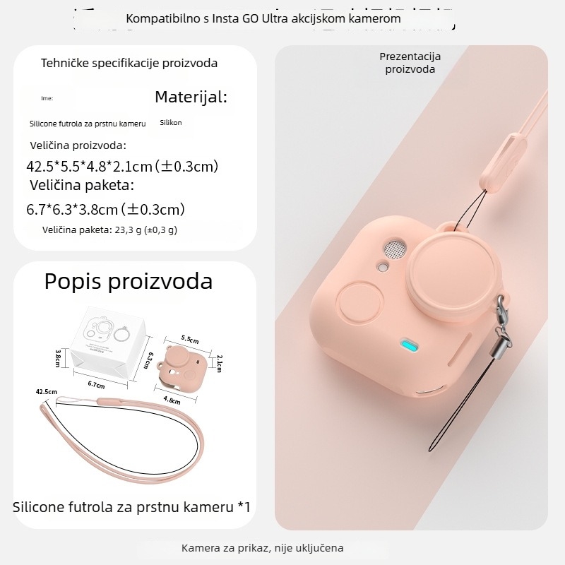 Insta360 Go Ultra silikonska futrola – zaštitni poklopac leće i pribor s naramenicom (uključuje silikonsku futrolu i TPE torbu)