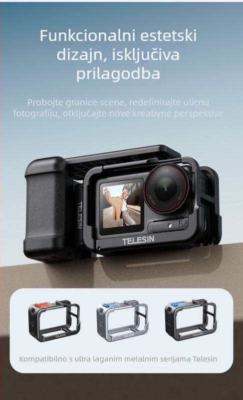 Telesin aluminijski kavez s setom ručica za ulicnu fotografiju za DJI Action 3/4/5