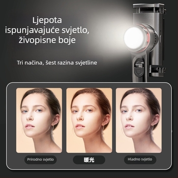 Cyke stabilizator za telefon s izvučenim gimballom, selfie štap protiv podrhtavanja, LED rasvjeta, Bluetooth daljinsko upravljanje