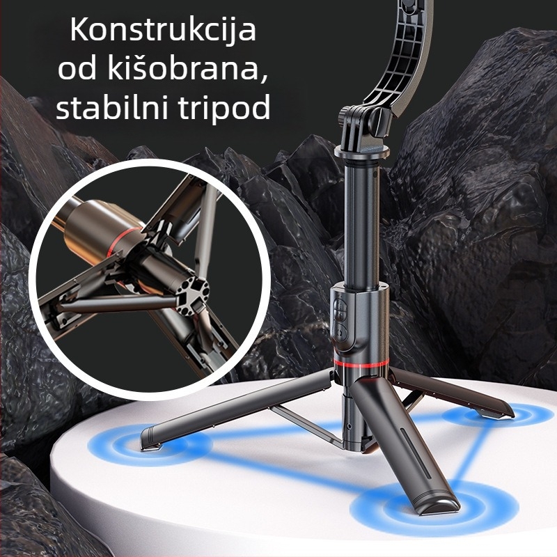 Cyke stabilizator za telefon s izvučenim gimballom, selfie štap protiv podrhtavanja, LED rasvjeta, Bluetooth daljinsko upravljanje