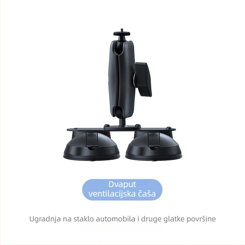 Držač za automobilsku kameru s tri usisne čaše za staklo vozila; materijali: ABS, PC, aluminijska legura, guma; kompatibilan s općim modelima; ispisan logotip.