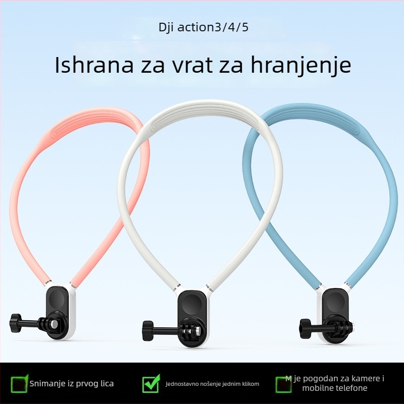 PJ-11 Silikonski držač za vrat za akcijske kamere, univerzalna kompatibilnost s GoPro, DJI Action 4/5/6, Yi