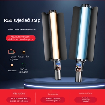 Prijenosno fotografsko svjetlo s RGB LED, podesiva jačina i boja, samostalno napajanje