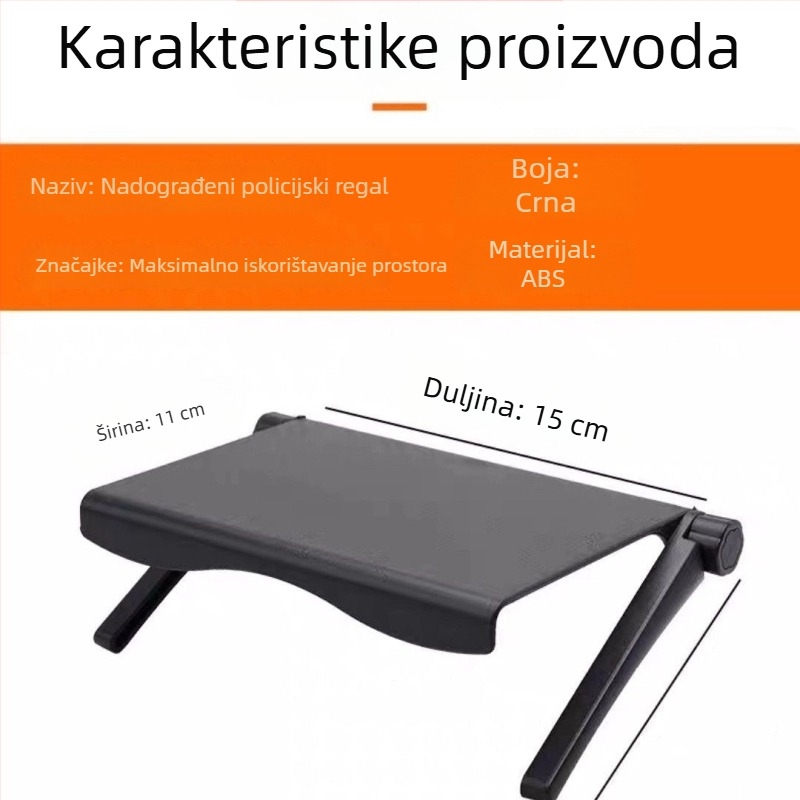 Zidna polica sa šest slojeva za TV, usmjerivač, set-top box i monitor – plastični držač za pohranu (bez bušenja)
