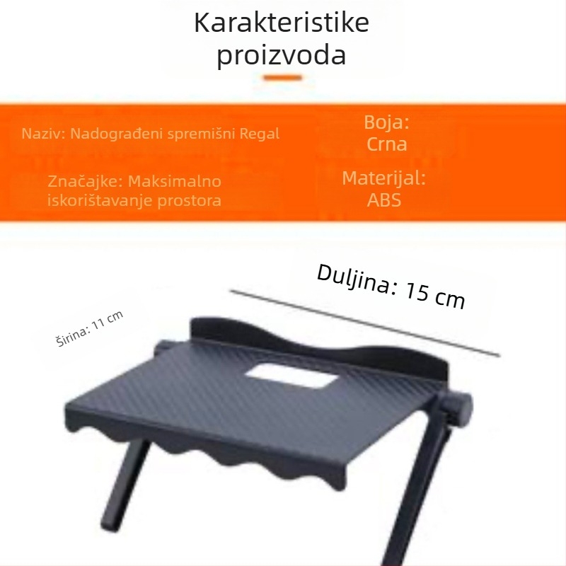 Zidna polica sa šest slojeva za TV, usmjerivač, set-top box i monitor – plastični držač za pohranu (bez bušenja)