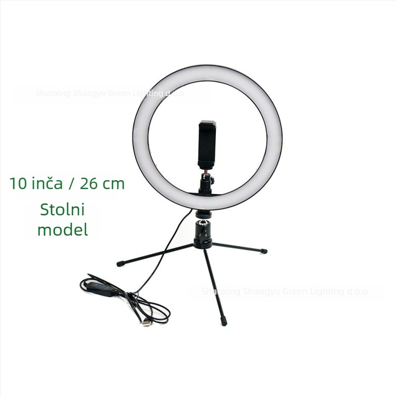 Prijenosna kružna rasvjeta za fotografiju – prilagodljiva svjetlina i temperatura svjetla 3000K/4000K/6000K, LED, 5V, 10–12W