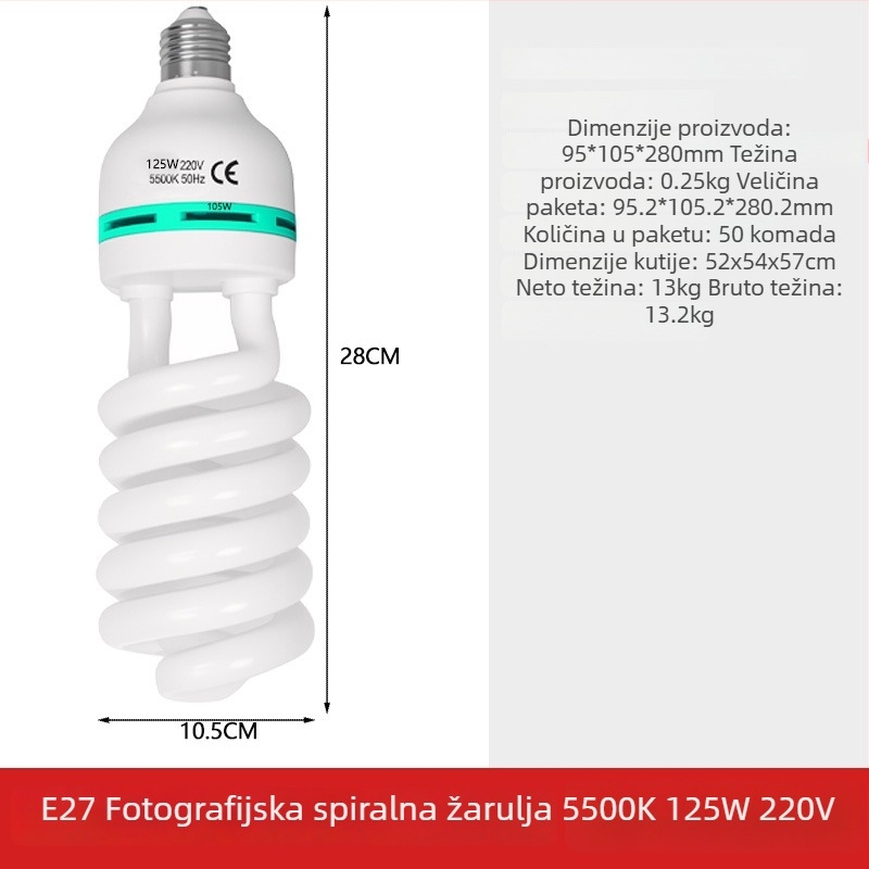 Profesionalno foto osvjetljenje za live streaming, E27 glava, bijela svjetlost 5000K, napajanje 110–220V, domet 5 m