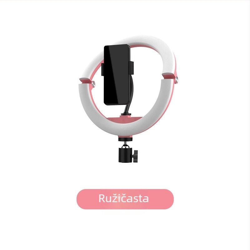 Prijenosna kružna LED lampa za ljepotu, šminkanje i livestream, dvobojna temperatura boje 2700–5600K, 10W, USB 5V, promjenjiva jačina svjetla, uključuje držač za telefon