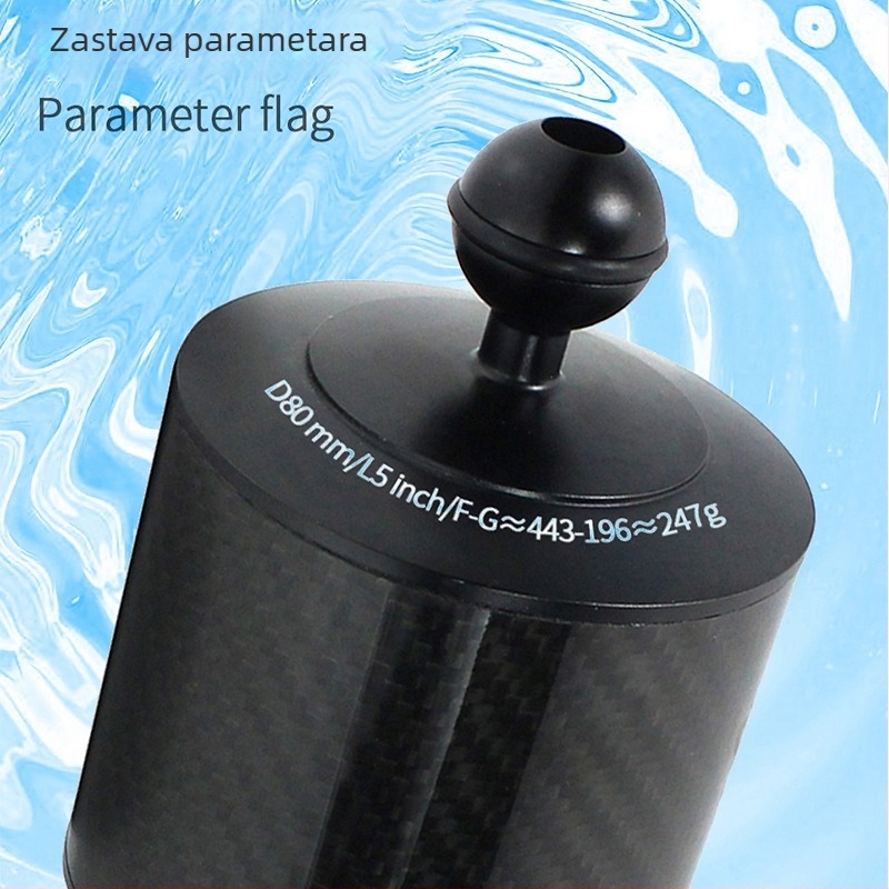 Podvodni fotografijski lampu je rameni i držač kuglične glave — aluminijska legura + karbonska vlakna, maksimalno opterećenje 2–5 kg, kompatibilno s kugličnom glavom od 1 inč, model D80MM