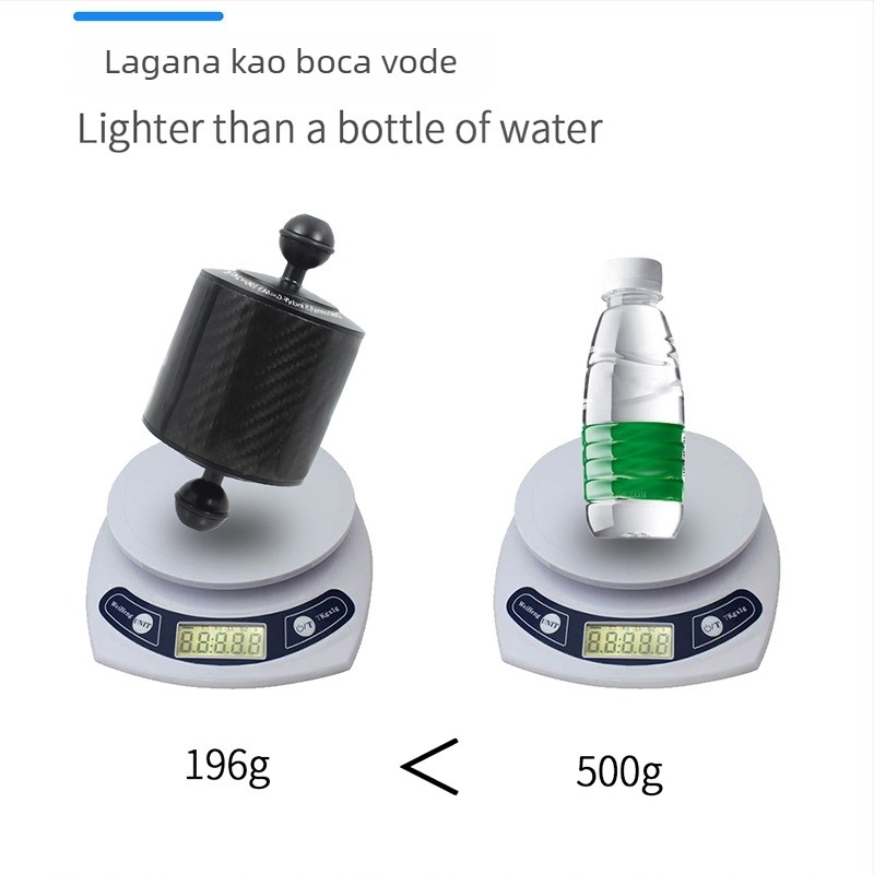 Podvodni fotografijski lampu je rameni i držač kuglične glave — aluminijska legura + karbonska vlakna, maksimalno opterećenje 2–5 kg, kompatibilno s kugličnom glavom od 1 inč, model D80MM