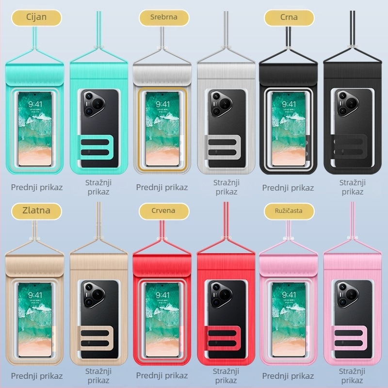 Prozirna TPU torbica za telefon s prozorom za dodir, vodootporna i otporna na prašinu, s trakom za nošenje oko vrata