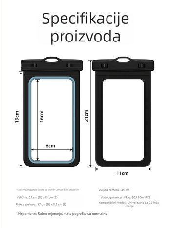 Vodootporna torbica za telefon s dodirnim zaslonom, kontrastne boje, prenosiva vertikalna