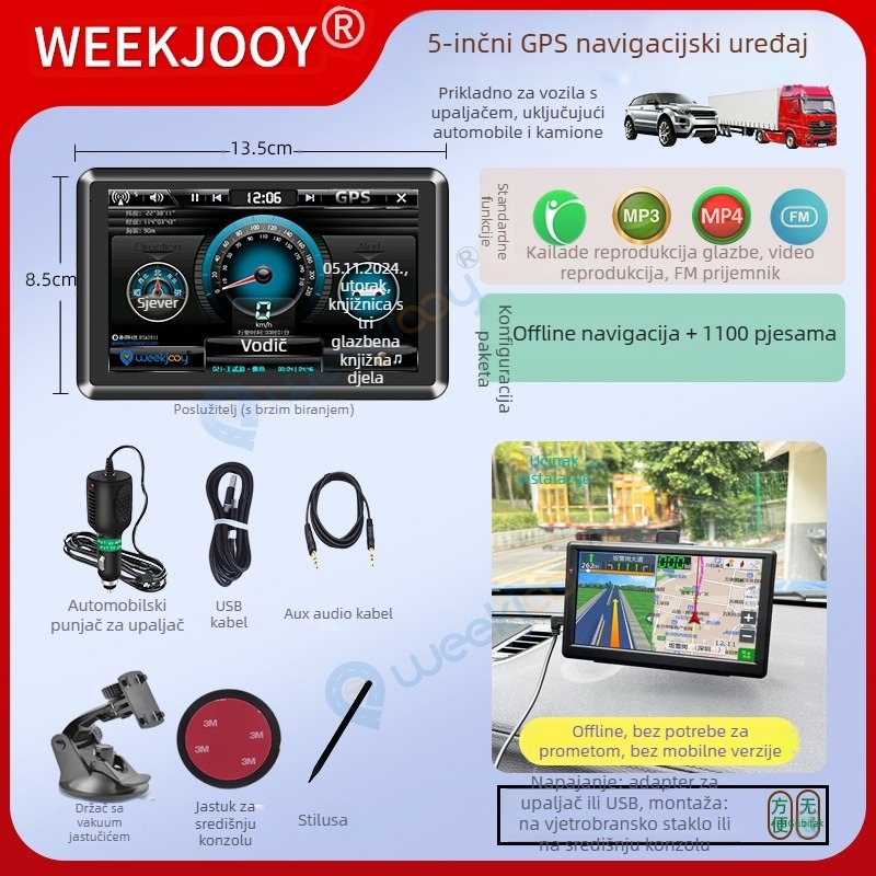 Auto GPS Navigator All-in-One za automobil i kamion, Kailide offline karte, unos rukom, glasovna navigacija, 3D karta, WinCE OS