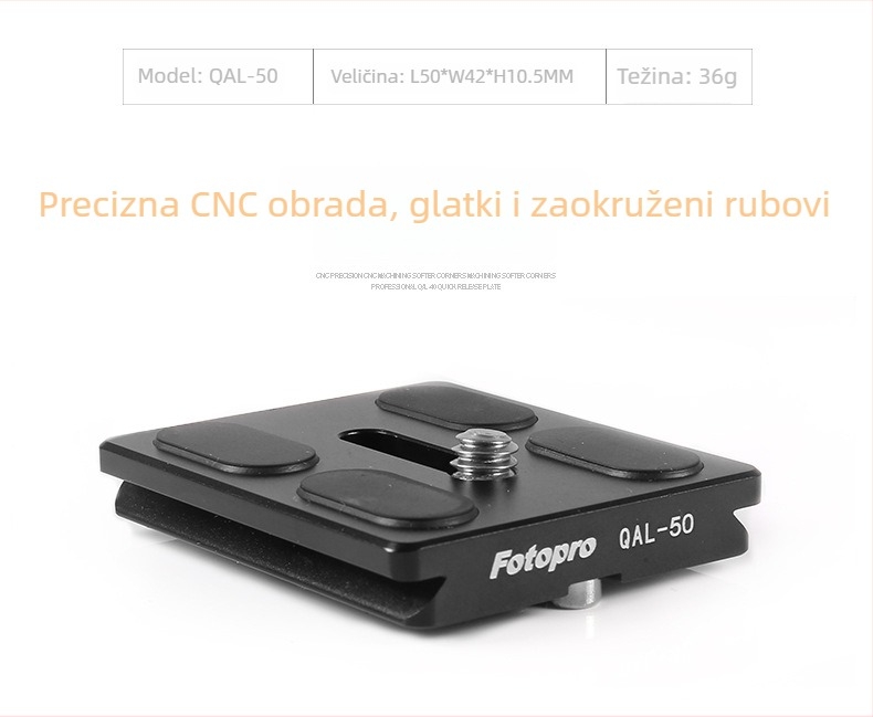 Futubao QAL-50 Ploča za brzo oslobađanje za glavu stativa – aluminijska legura, Kompatibilno s SLR, Težina 0,2 kg